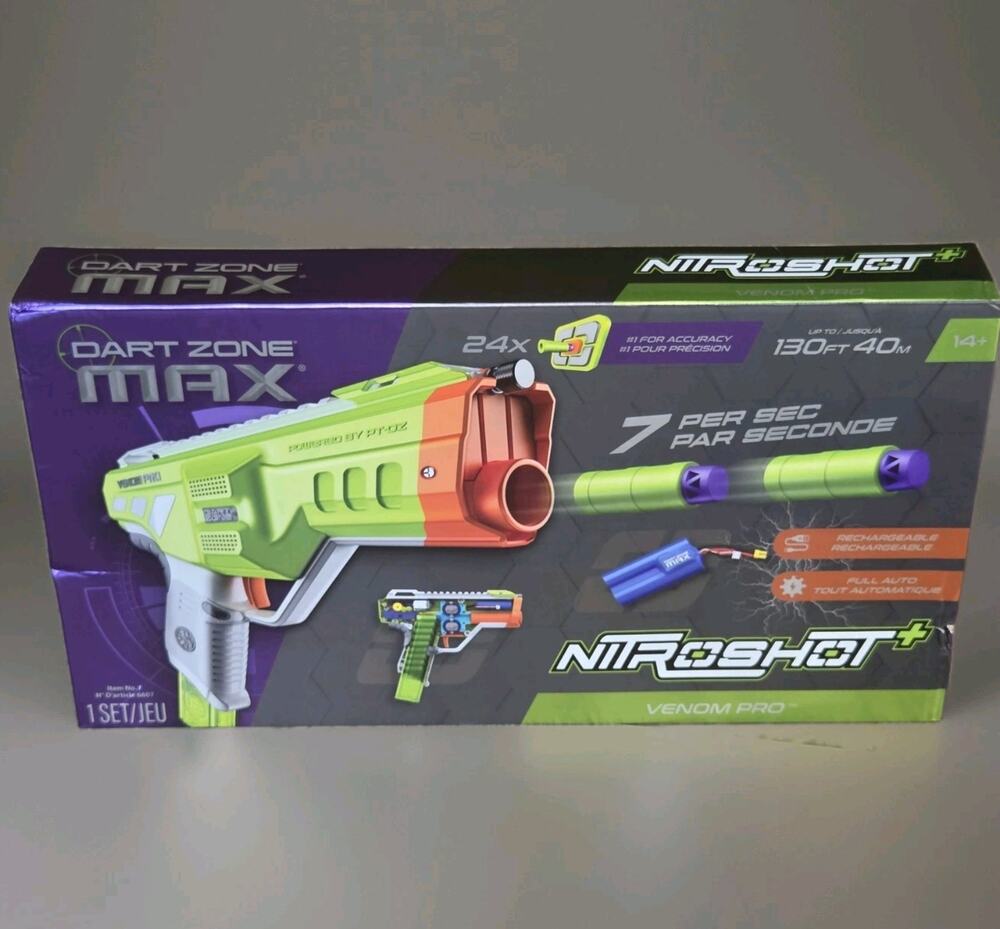 Dart Zone Max Nitro Shot Venom 7 Per Sec Pro 1 Set NEW In Box
